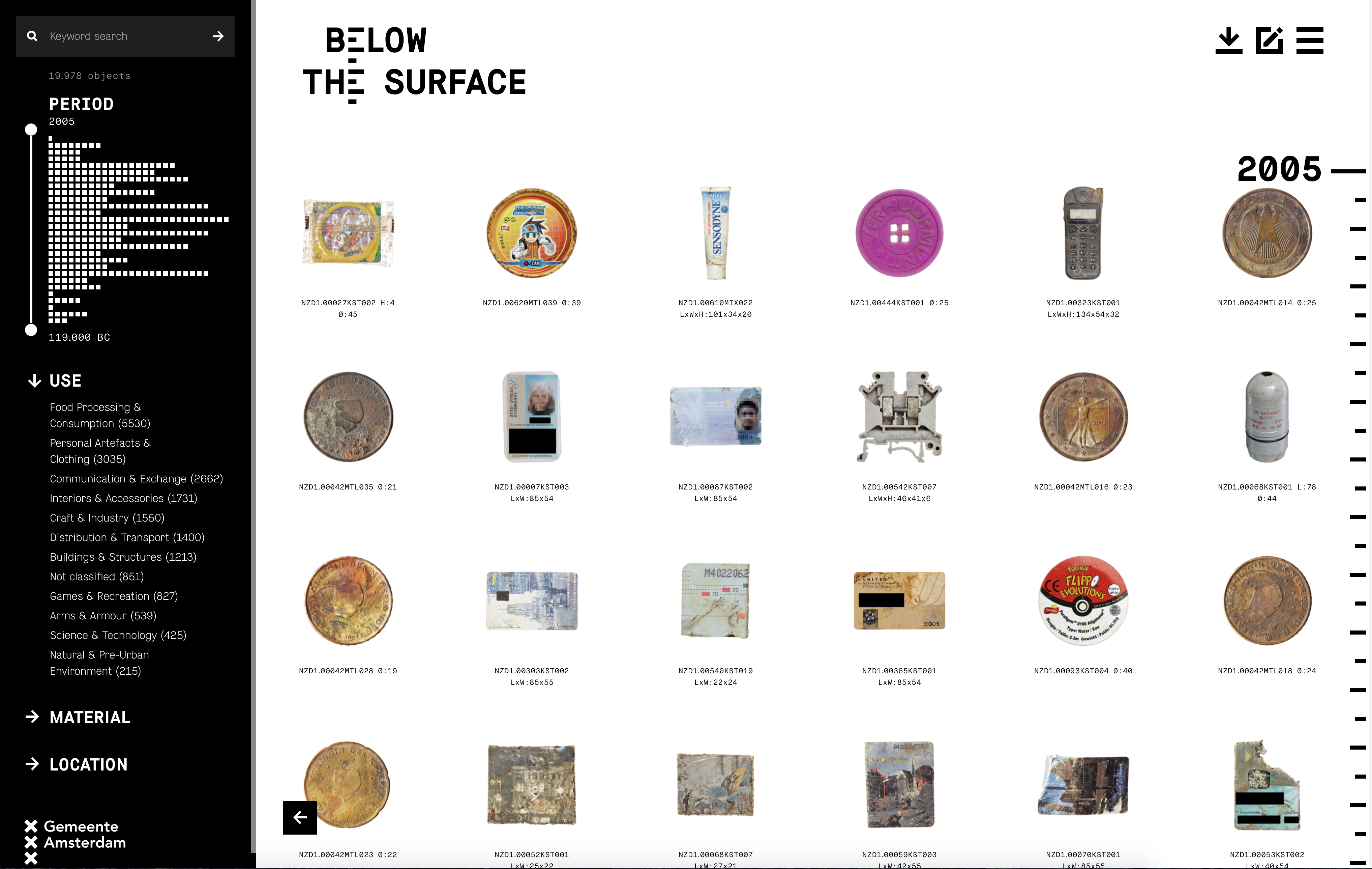▲「Below the Surface」數位網站。（圖片授權／Photo Credit：Bureau Monumenten en Archeologie, gemeente Amsterdam；網站概念、設計與建置／Website Concept, Design and Development：Fabrique、Q42）